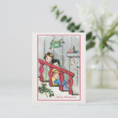 階段のヴィンテージの子供 シーズンポストカード (スタンド正面)