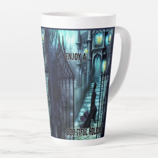 階段の上を覗き込む カフェラテマグ (右アングル)