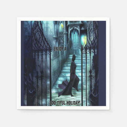 階段の上を覗き込む スタンダードカクテルナプキン (正面)