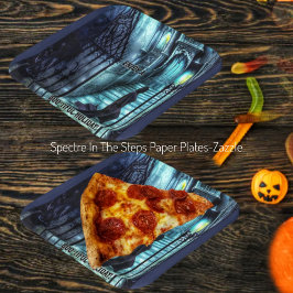 階段の上を覗き込む ペーパープレート