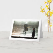 階段の女の子の新しいライフカード カード (黄色い花)