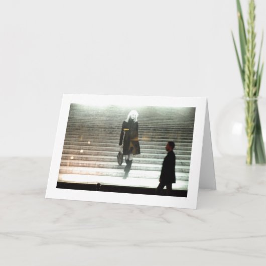 階段の女の子の新しいライフカード カード (正面)