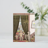 階段の足でテディベア家族 ポストカード (スタンド正面)