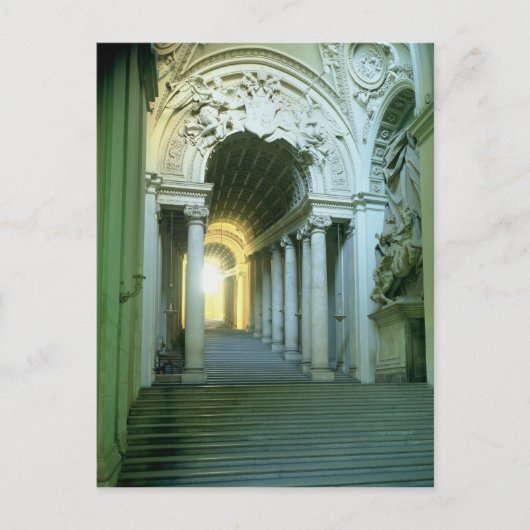 階段を見下ろす室内 ポストカード (正面)