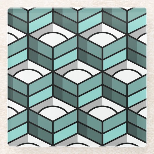 階段ステッカッコいいピング3次元パターン ガラスコースター (正面)