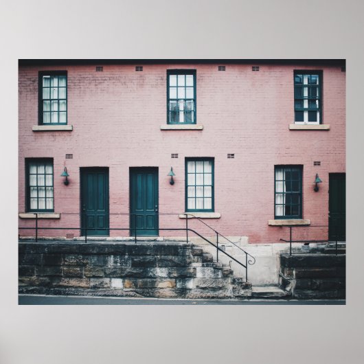 階段付き建物写真 ポスター (正面)