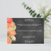 階段状の花の黒板ウェディングレセプションカード エンクロージャーカード (スタンド正面)