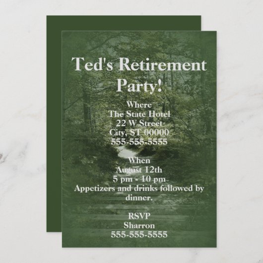 階段経路付き緑の森招待状 招待状 (正面/裏面)