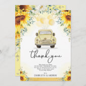 隔離ベビーシャワーによる新鮮なひまわりのドライブ サンキューカード (正面/裏面)