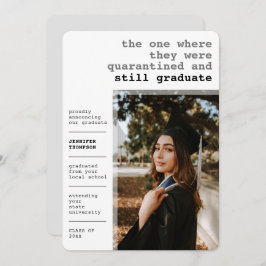 隔離モダンされたCovid Gray写真卒業 案内状