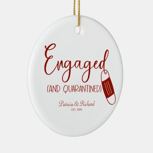 隔離婚約したされた可愛い婚約Covid セラミックオーナメント (右)