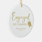 隔離婚約したされた可愛い婚約Covid セラミックオーナメント (右)