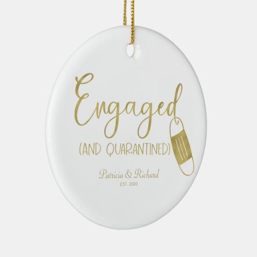 隔離婚約したされた可愛い婚約Covid セラミックオーナメント (右)