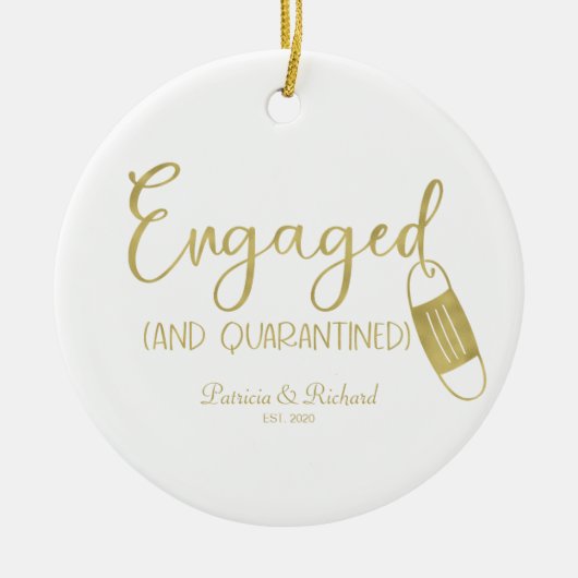 隔離婚約したされた可愛い婚約Covid セラミックオーナメント (正面)