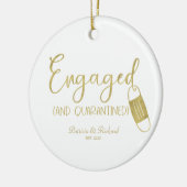 隔離婚約したされた可愛い婚約Covid セラミックオーナメント (左)