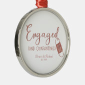 隔離婚約したされた可愛い婚約Covid メタルオーナメント (右)