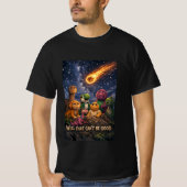 隕石の到来に気づいた恐竜たち Tシャツ (正面)