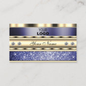 際立った金ゴールドブルーきらめくグリッター（ロゴ付き） 名刺 (正面)