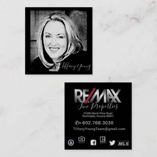 際立って下さい!  あなたの写真の名刺をカスタマイズ スクエア名刺 (正面/裏面)