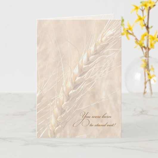際立って生まれました/ムギの誕生日 カード (黄色い花)