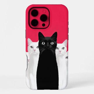 際立つエレガンス：白猫の中で一匹の黒猫 iPhone 16 PRO MAXケース