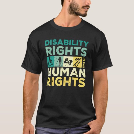 障カッコいい害権は人権支援である Tシャツ (正面)