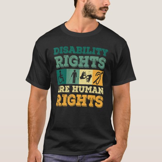 障カッコいい害権は人権支援である Tシャツ (正面)