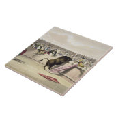 障壁1865年を跳躍させているBull (色のlitho) タイル (側面)