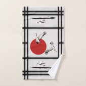 障子-クレー飛んでいるン バスタオルセット (ハンドタオル)