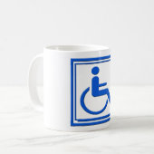 障害があるスタイリッシュな記号の青 コーヒーマグカップ (正面左)