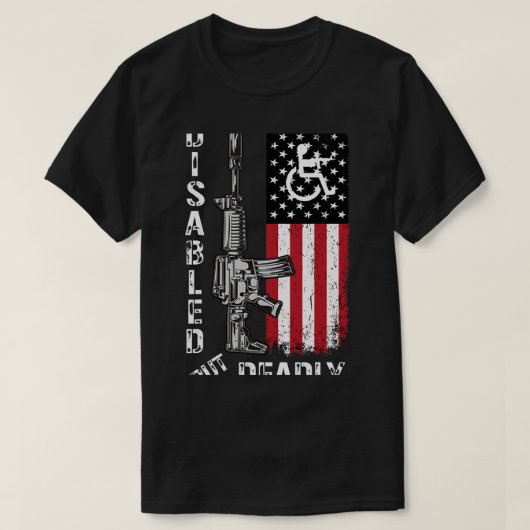 障害が致命的な銃グランドパ米国国旗の障害 Tシャツ (デザイン正面)