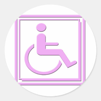障害のあるスタイリッシュシンボルピンク ラウンドシール