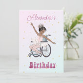 障害のあるバレリーナアフリカ系アメリカ人少女ピンク 招待状 (スタンド正面)