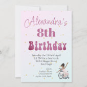 障害のあるバレリーナアフリカ系アメリカ人少女ピンク 招待状 (裏面)