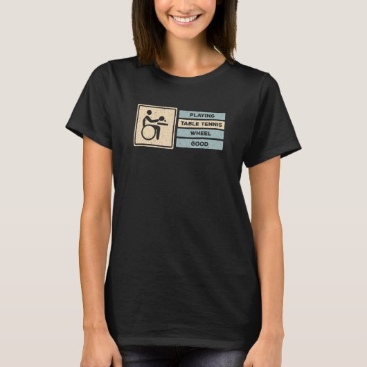 障害のある卓球選手 ハンディキャップ 車椅子 T Tシャツ (正面)