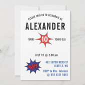 障害のある空飛ぶスーパーヒーロー車椅子楽しい誕生日 招待状 (裏面)