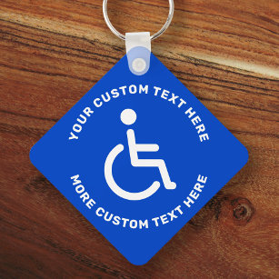 障害のある障害者の記号文字の青い白 キーホルダー