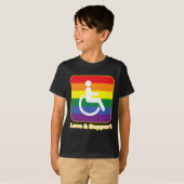 障害を持つ虹の人を愛してサポートするwh tシャツ (正面フル)