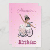 障害バレリナアフリカンアメリカン・ガールズ誕生 招待状 (正面/裏面)