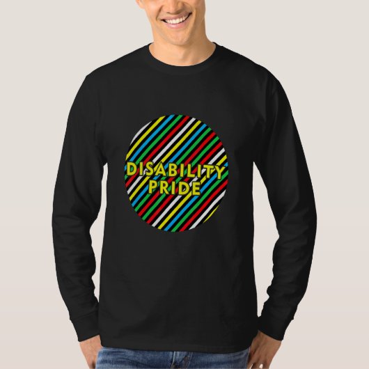 障害プライド旗 障害者月間 障害者意識向上 Tシャツ (正面)