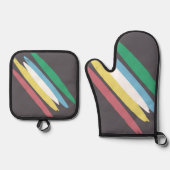 障害プライド月7月の認識度色 鍋つかみ&鍋敷きセット (正面)