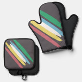 障害プライド月7月の認識度色 鍋つかみ&鍋敷きセット (正面/裏面)