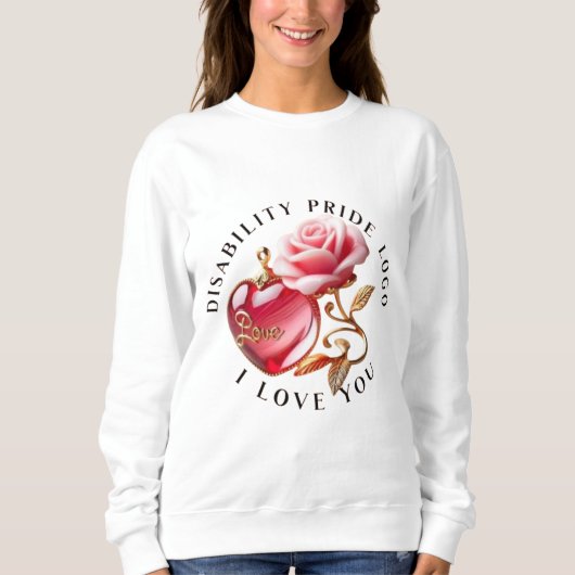 「障害プライド月Tシャツ | レインボーはっきりした スウェットシャツ (正面)