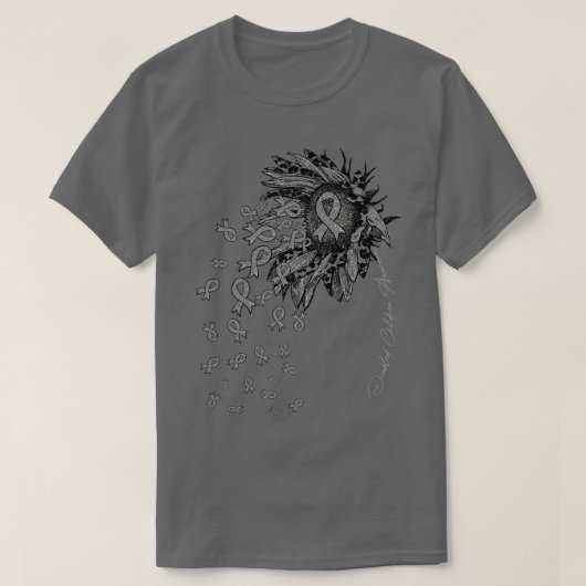 障害児認識度ひまわりリボンの花 Tシャツ (デザイン正面)