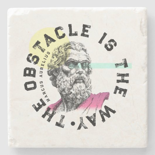 障害物は道である – マルクス・アウレリウス引用文 ストーンコースター (正面)