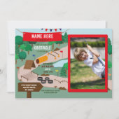 障害物コースの誕生日ボーイズ写真アドベンチャーパーク 招待状 (正面)