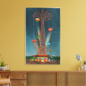 障害競走公園パラシュートジャンプの夜景 キャンバスプリント (インサイチュ (リビング))