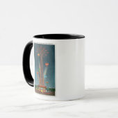 障害競走公園パラシュートジャンプの夜景 マグカップ (正面左)