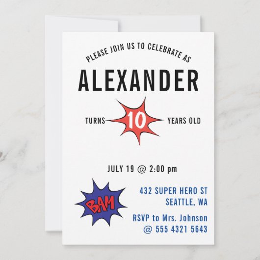 障害者おもしろい誕生日飛んでいるスーパーヒーロー車いす 招待状 (裏面)