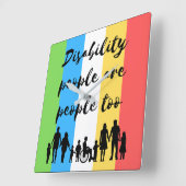 障害者も人間である スクエア壁時計 (傾斜)